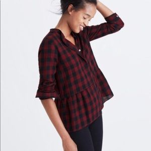 Size medium Madewell flannel top with peplum. Looks like new, hardly ever worn.